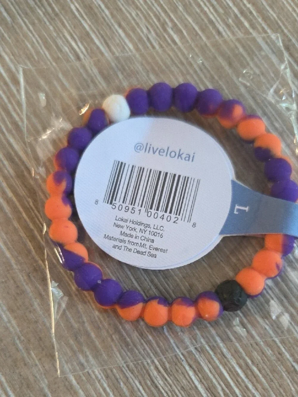 Lokai Kids Beaded Bracelet in Purple, Orange & White
